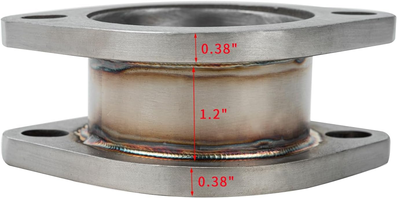 3 Inch OD 2 Bolt Exhaust Flange Double Flanged Connector Pipe, T304 Stainless Steel Weld-On Adapter, Universal Exhaust Coupler, Exhaust Pipe Fittings for Exhaust System Repair