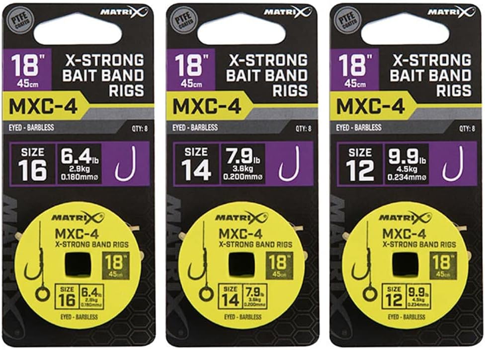 Matrix MXC-4 X-STRONG BAIT BAND RIGS 45CM/18INS (12)