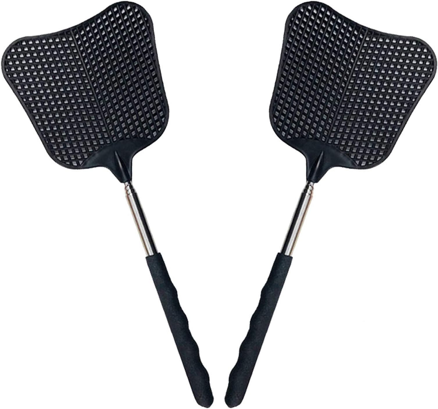Foxany Telescopic Fly Swatters, Durable Plastic Fly Swatter Heavy Duty Set, Flyswatter with Stainless Steel Handle for Indoor/Outdoor/Classroom (2 Pack)