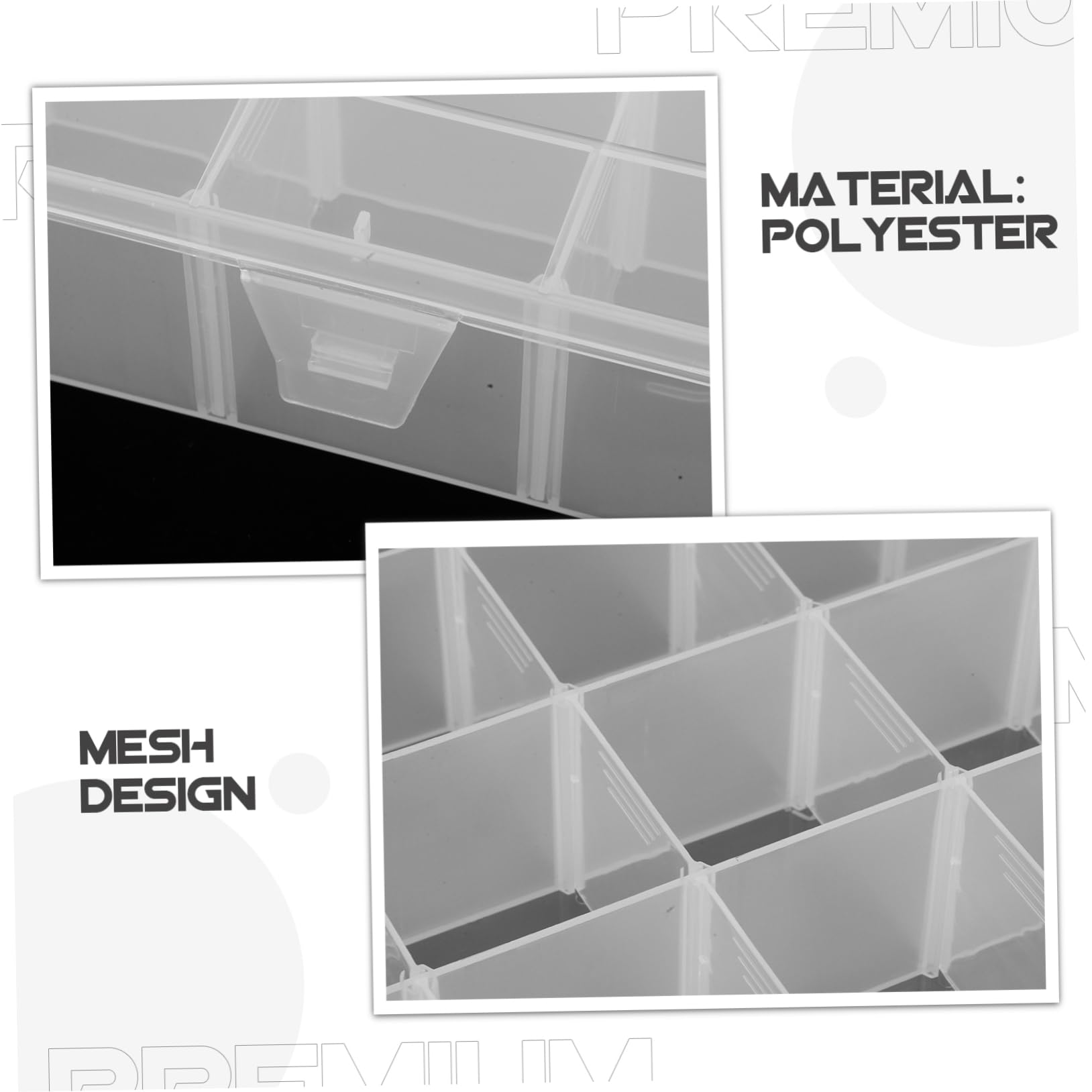 Angoily Scatola Organizer Trasparente Rettangolare 2 Pezzi con Griglie | Divisori Rimovibili, Plastico Resistente alla Deformazione, Formato Salvaspazio per Ufficio e Viaggio