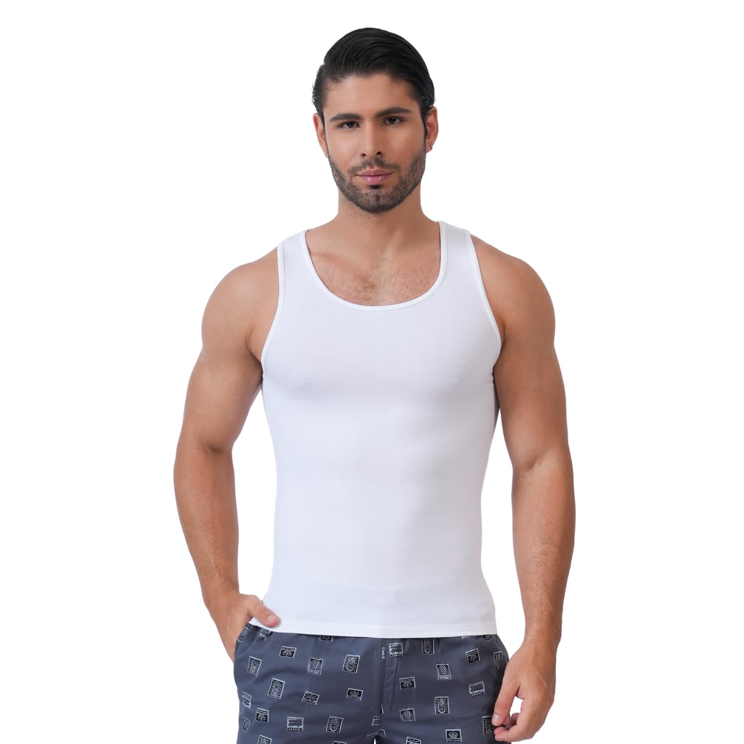 bonjour Bamboo Vest for Men – Sleeveless Round Neck Odour-Free Innerwear | Super Soft, Breathable, Long Hemline White-picture-54