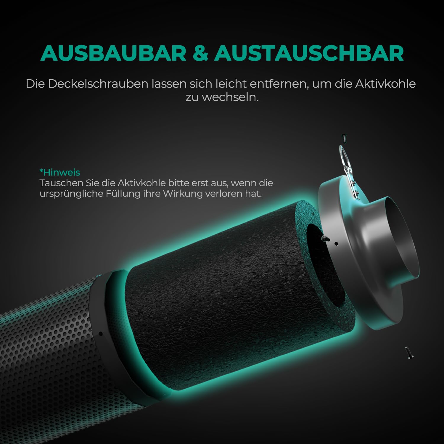 MARS HYDRO Filtre à charbon actif de 150 mm de 150 mm - Contrôle des odeurs avec charbon de bois vierge australien - Filtre à carbone pour ventilateur en ligne, tente de culture, préfiltre inclus