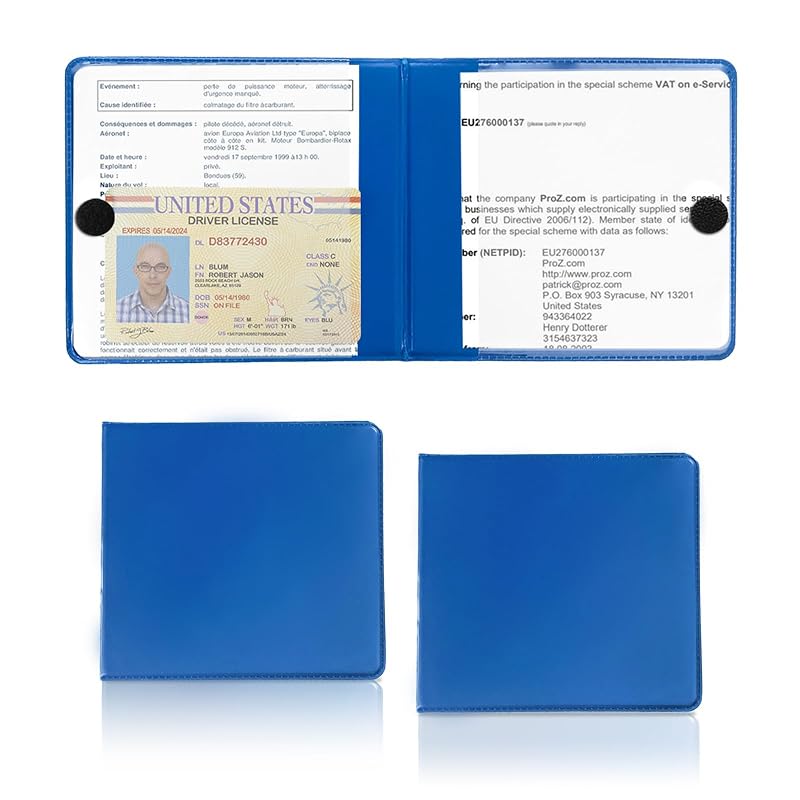 Organizador para Porta-Luvas com Fechamento Dickno Azul para Documentos e Cartões, Kit com 2 unidades