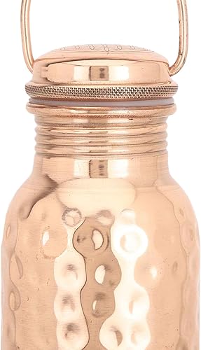Miniatura 7 de Shakti Warrior Hammered Tamba Copper Bottle - Botella de agua de cobre puro, sello de silicona de grado alimenticio, a prueba de fugas (30 onzas)