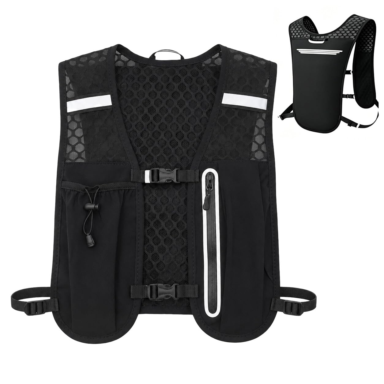 Running Vest with Phone Holder & Storage Adjustable, Lightweight Hydration Backpacks for Women Men, Breathable Running Backpacks for Trailrunning Hiking Marathon Cycling