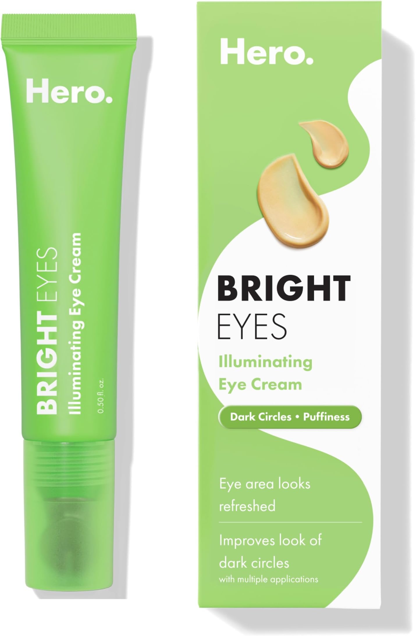 Bright Eyes Illuminating Eye Cream - Reduces the Look of Dark Circles With Multiple Applications - Featuring a Stainless Steel Tip for a Cooling Effect (0.5 fl oz)