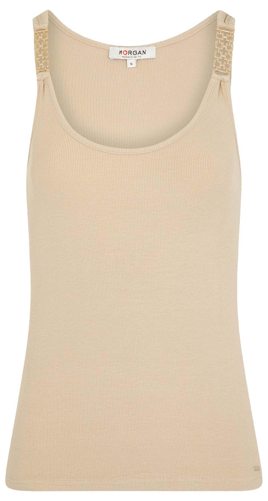 Morgan Embellished Strappy Tank Top, Beige