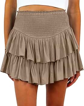 Womens Pleated Mini Skirt High Waisted Skorts Ruffle Summer