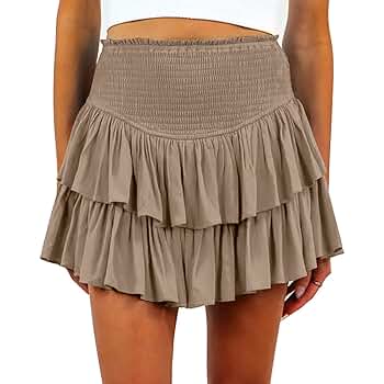 Womens Pleated Mini Skirt High Waisted Skorts Ruffle Summer
