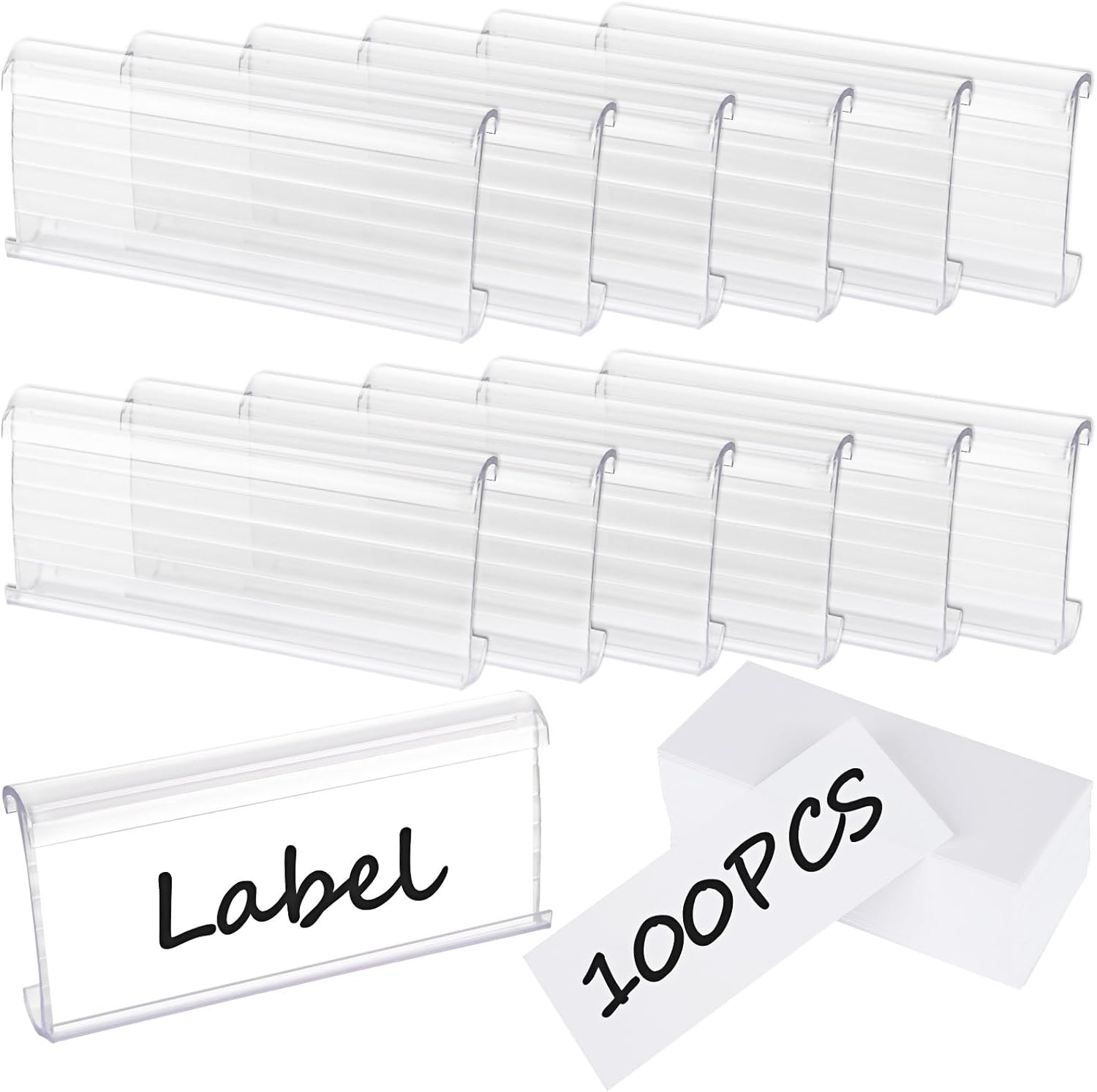 MIVIDE 100 Pack Wire Shelf Label Holders, Plastic Shelf