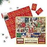 Santa Claus Advent Calendar Jigsaw Puzzle 1000 Pcs, Christmas Vacation Calendar 2025, Countdown for Xmas Holiday Gift for Adults & Teen