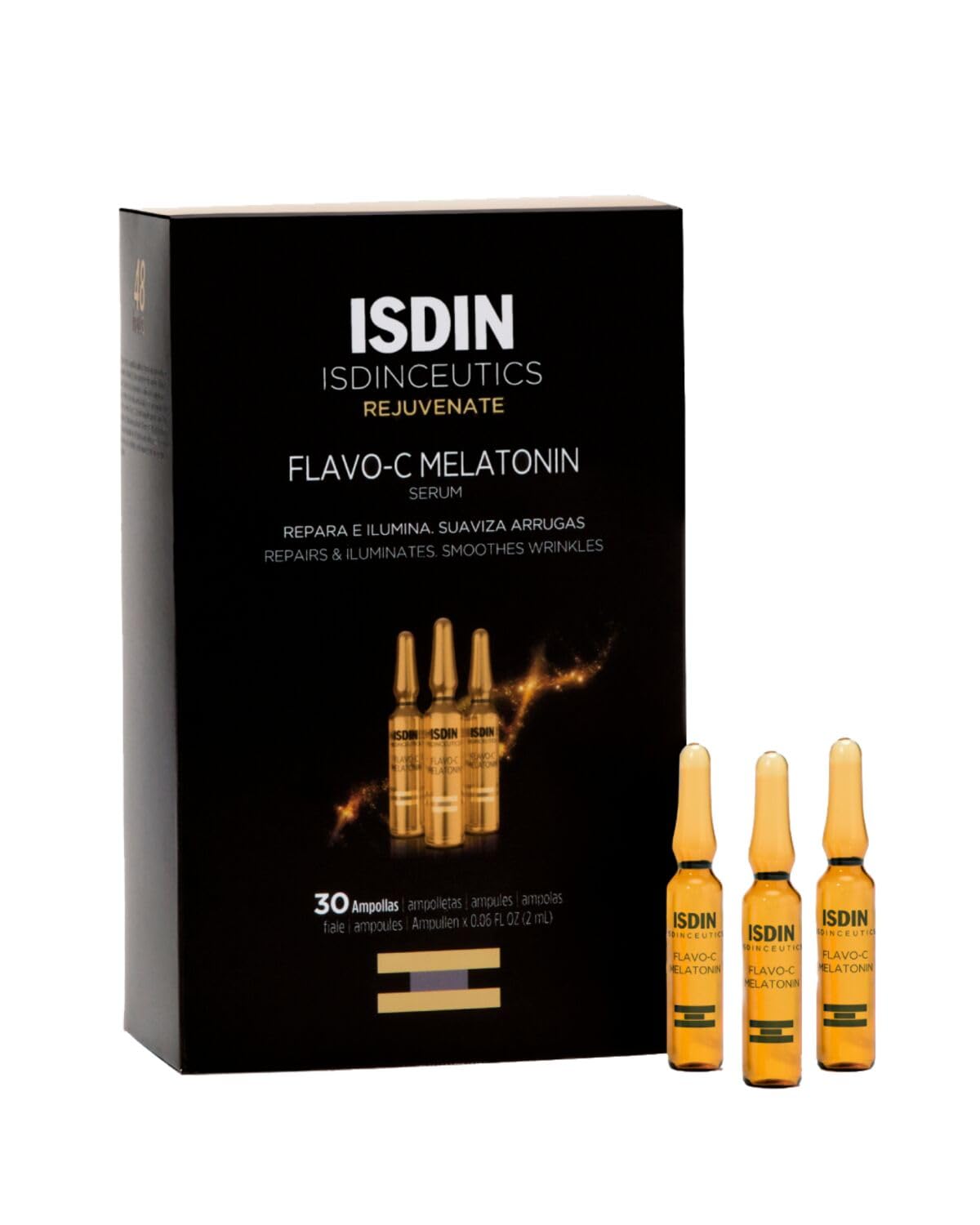 ISDIN Isdinceutics Flavo-C Melatonin Siero Riparatore Notte | Siero Notte Stimola le Difese Antiossidanti della Pelle Monodose