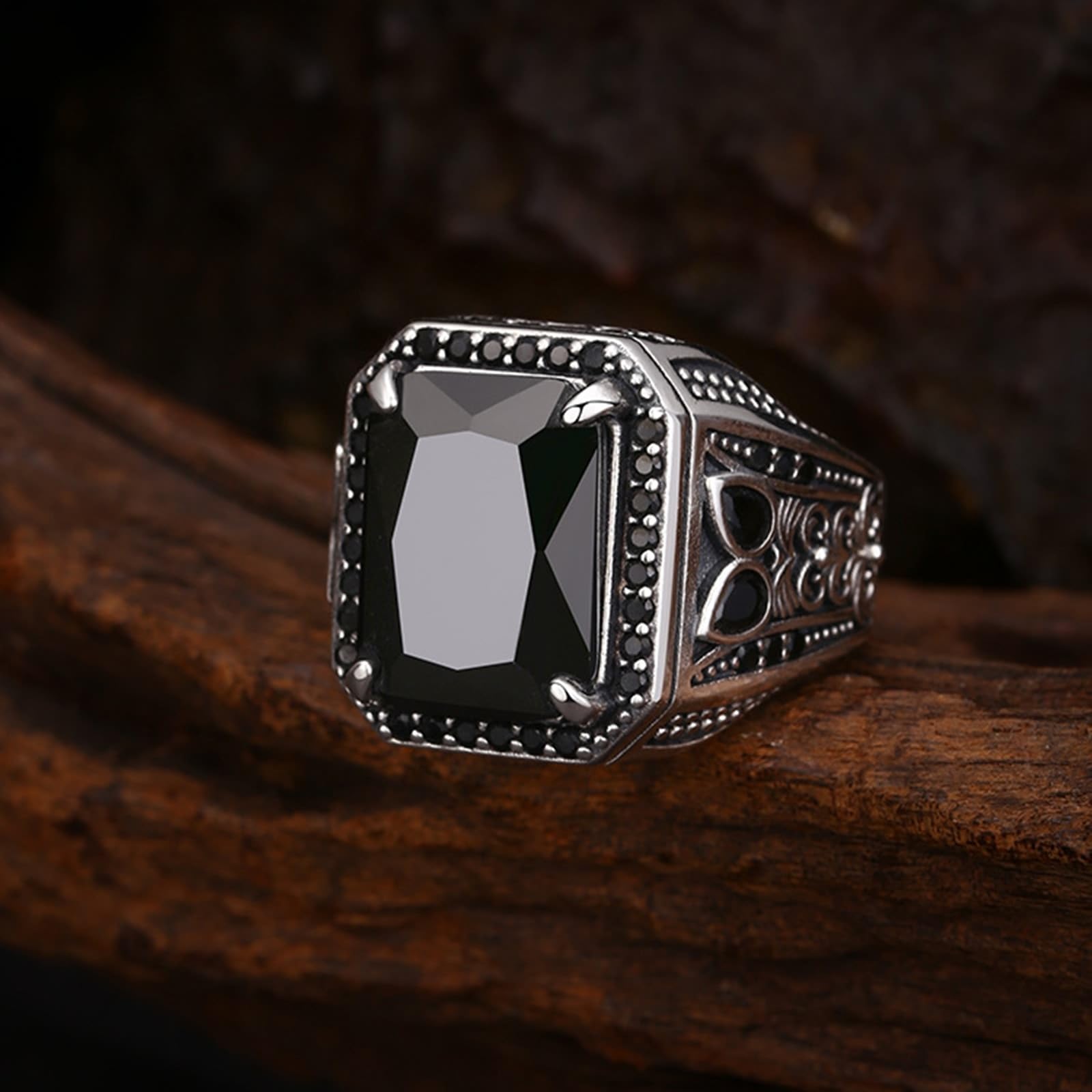 Bague d'amitié pour homme en argent 925 véritable avec 4 griffes et zircones