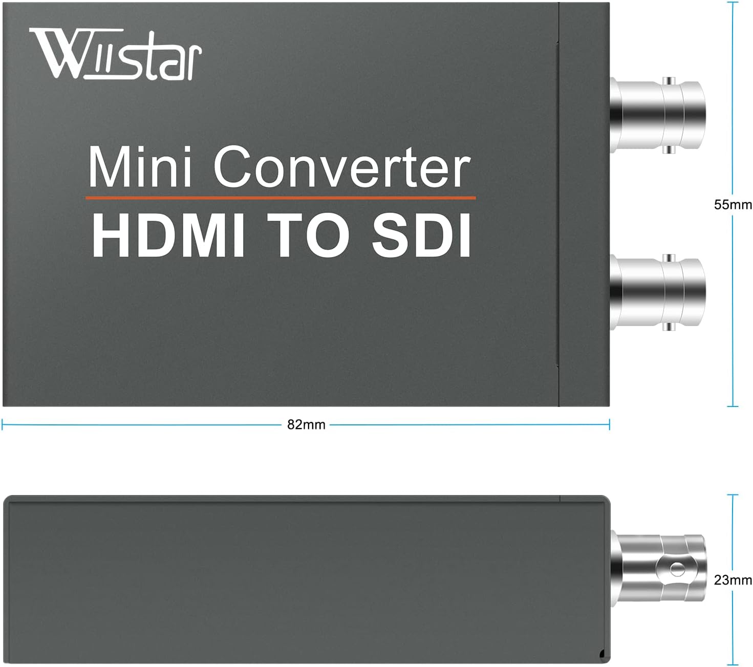 Wiistar HDMI to SDI Converter HDMI Input to SDI 2 Output Support SD/HD/3G-SDI 1080P FHD 1 in 2 Out for Camera HDTV