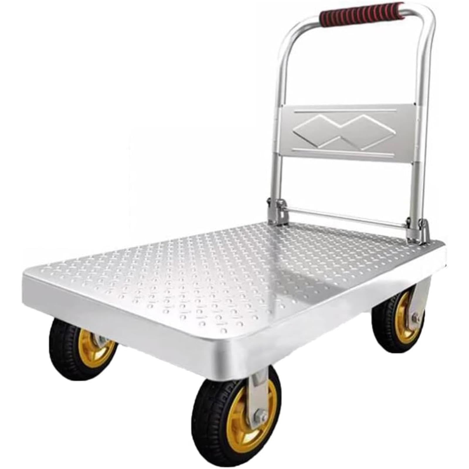 Faltbare Flachbett-Handkarre, 150 kg, mit leisen 360°-Rädern, ideal für Heimbüro, Umzug und Transport (90 x 60 cm)