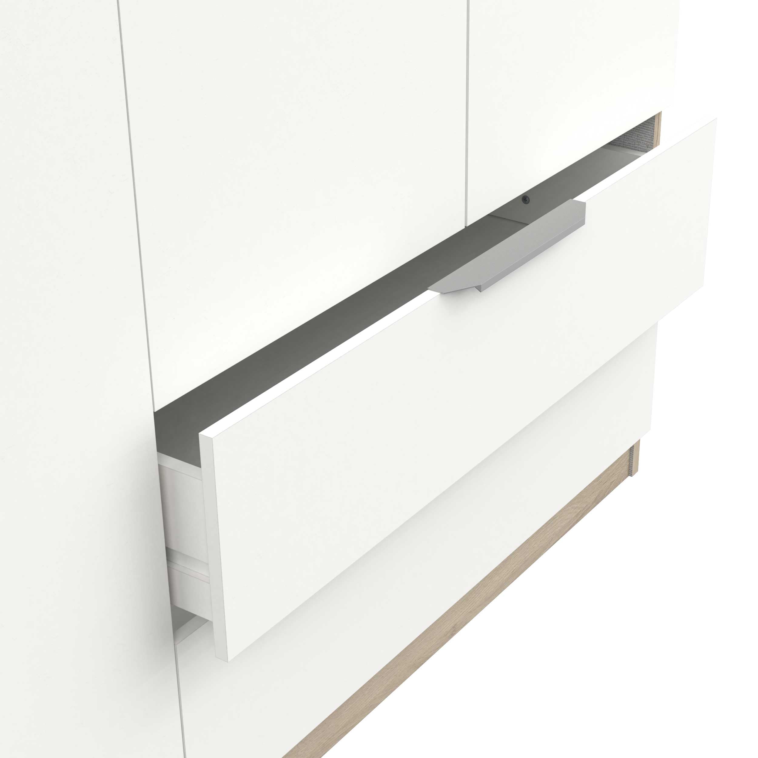 Demeyere 391387 Vestidor con Armario Moderno 8 Puertas 5 estantes 2 cajones, Color Roble Kronberg y Blanco Mate, 157,3 x 51,1 x 203 cm, Madera de ingeniería, Gris