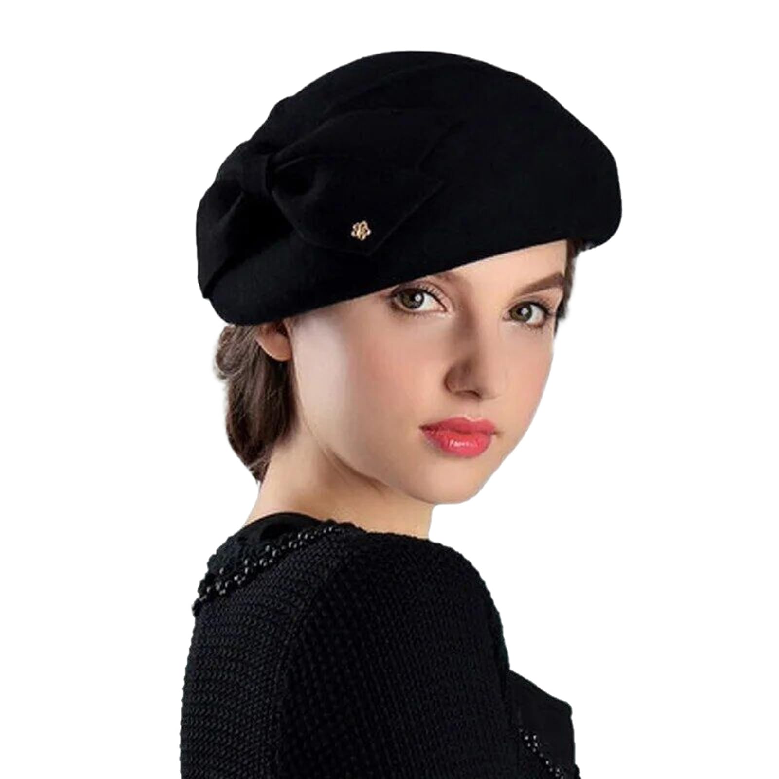 Berety Czapki Dla Kobiet Wełniany Filcowy Kapelusz Fedora Zimowy Blauw Rood Church Kobiecy Vintage Cloche Kapelusze (zwart5658cm M)