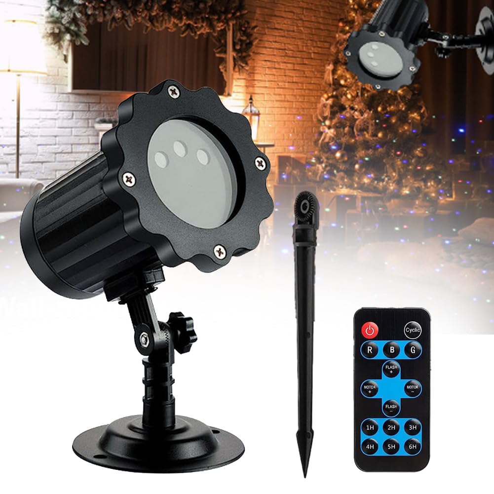 Luces de Proyector Navideñas Para Exteriores, Luces de Escenario Dinámicas Para Exteriores de 5 W, con Control Remoto, 7 Modos de Luciérnaga, Temporizador Remoto, Ip65 a Prueba de Agua, Decoración