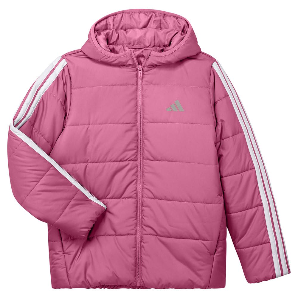 Adidas  Kids Pink Essentials 3S Hooded Long Sleeve Puffer Jacket in Size 13 - 14 Years, Sports Direct