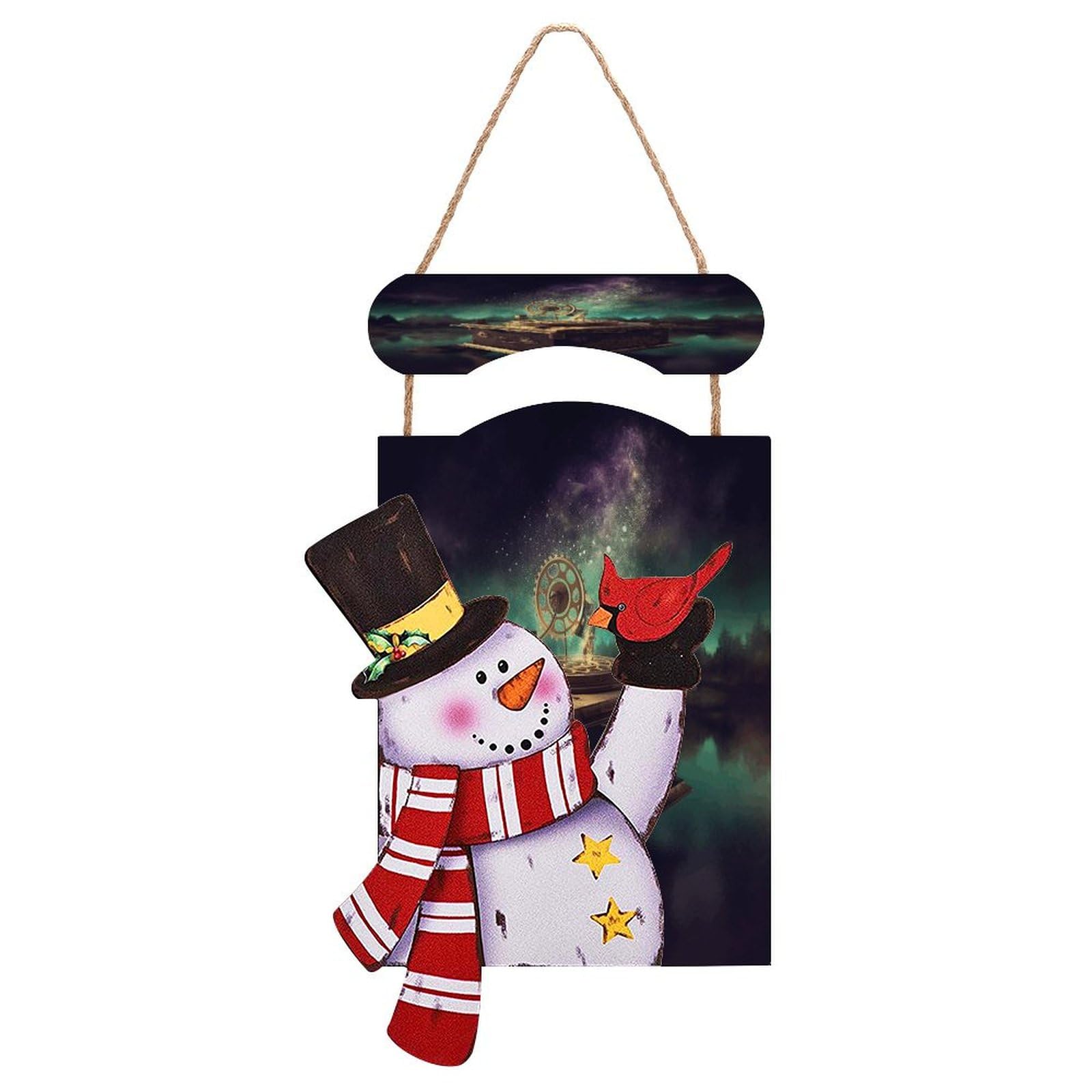Boîte à musique de rêve de Noël en bois noble et peinture suspendue artisanale