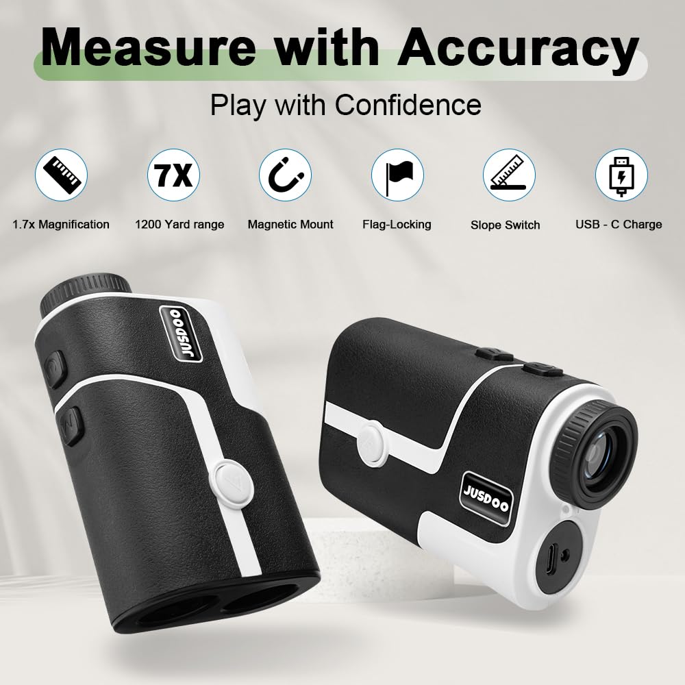 Telemetro da golf con pendenza, telemetro laser da 1200 metri per golf e caccia, ingrandimento 7x con alta precisione, vibrazione di bloccaggio del palo della bandiera, batteria ricaricabile,