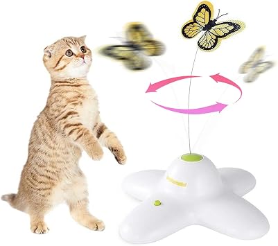 AFP Interactive Cat Toy, Butter-Fly Interactive for Indoor Cats, Flutter Bug Cat Toys, Flutter Rotating Kitten Toys with 2 Replacements