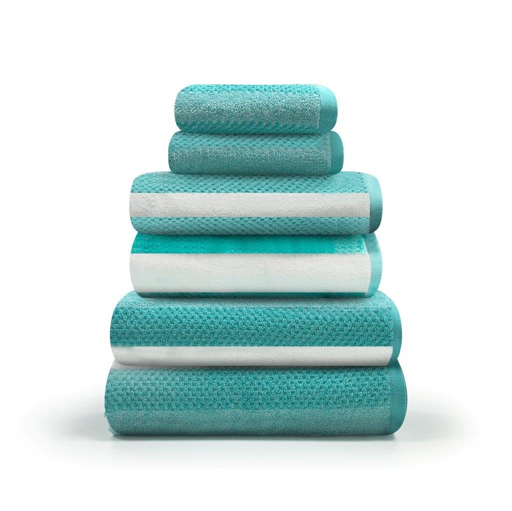 Gc Gaveno Cavailia Stripe Bath Sheets 90X140 Towels Aqua Set Of 2 Fast Drying & Water Absorbent Hotel Quality Cotton Towels Set from B&Q