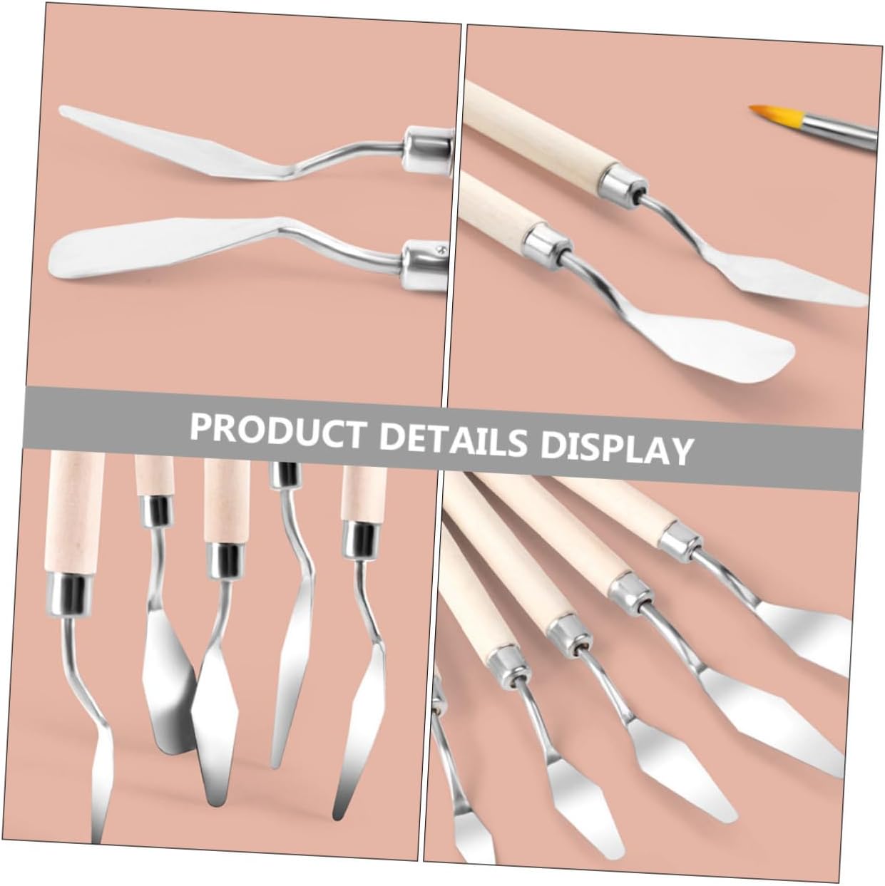 6pcs Oil Painting Spatulas Stainless Steel Palette Knives with Wooden Handles Portable Scraper and Cutter Tools for Color Mixing and Art Painting