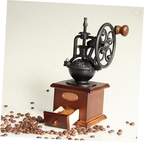 Miniatura 8 de Molinillo de café de manivela vintage, molino de madera clásico, molinillo de frijoles manual para café casero con práctico mango de ahorro de