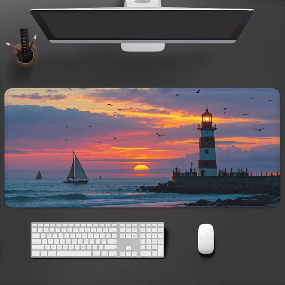 Giappone Tappetino Mouse XXL 1000x500x3mm, Gaming Tappetino Mouse Faro Mousepad con Base in Impermeabile Gomma Antiscivolo per Tastiera Computer Ufficio Idea Regalo Festa del Papà e Compleanno X-820