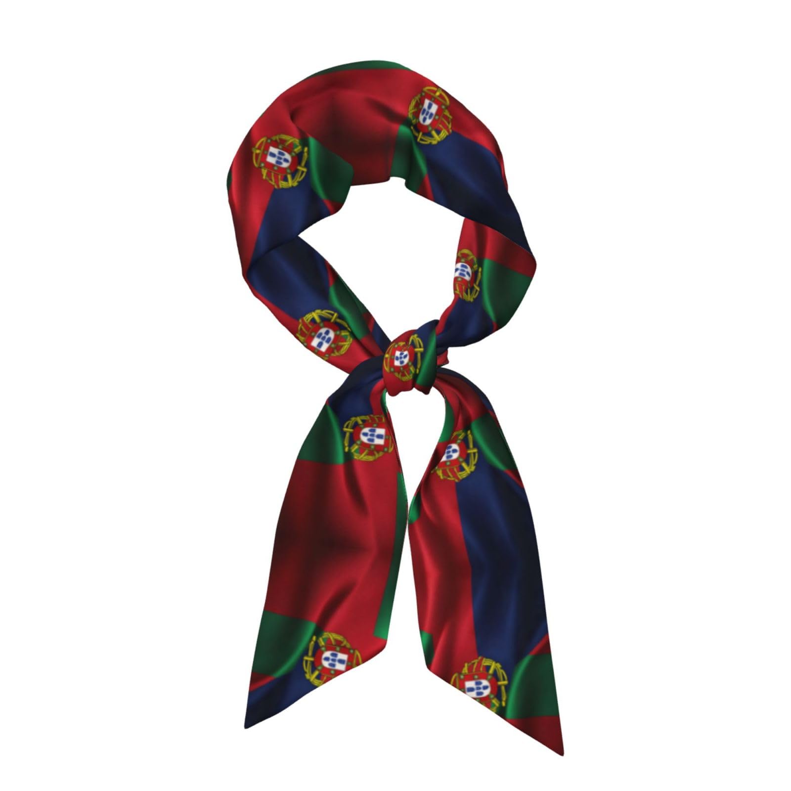 Jiuty Women's Black Portuguese Flag Trends Spring Fall Silk Scarf Soft Scarves Neckwear For Evening Dresses Travel