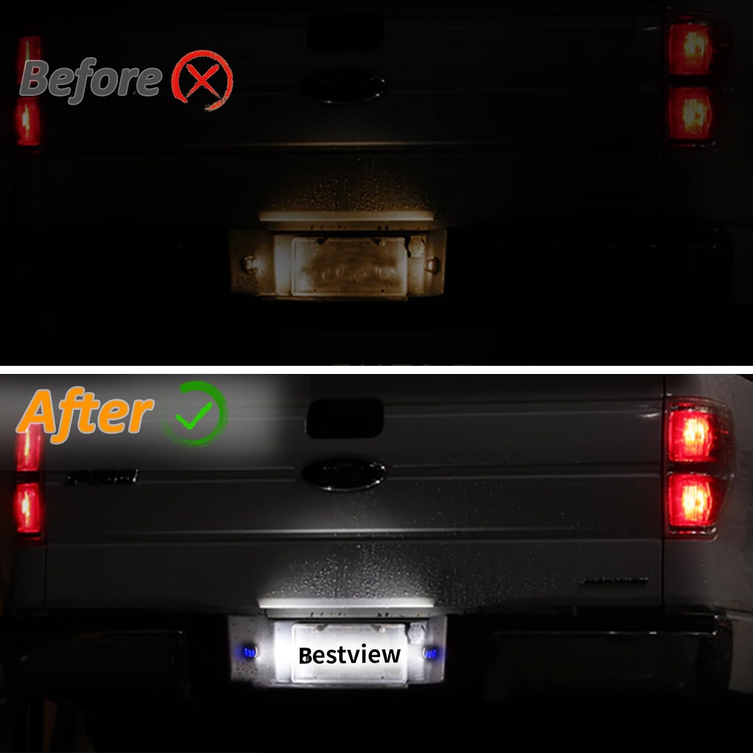 Bestview LED License Plate Lights Tag Lamp Assembly Compatible with Ford F150 F250 F350 F450 F550 Superduty Explorer Ranger Expedition Excursion Bronco Blue Neon Tube Tag Lamps