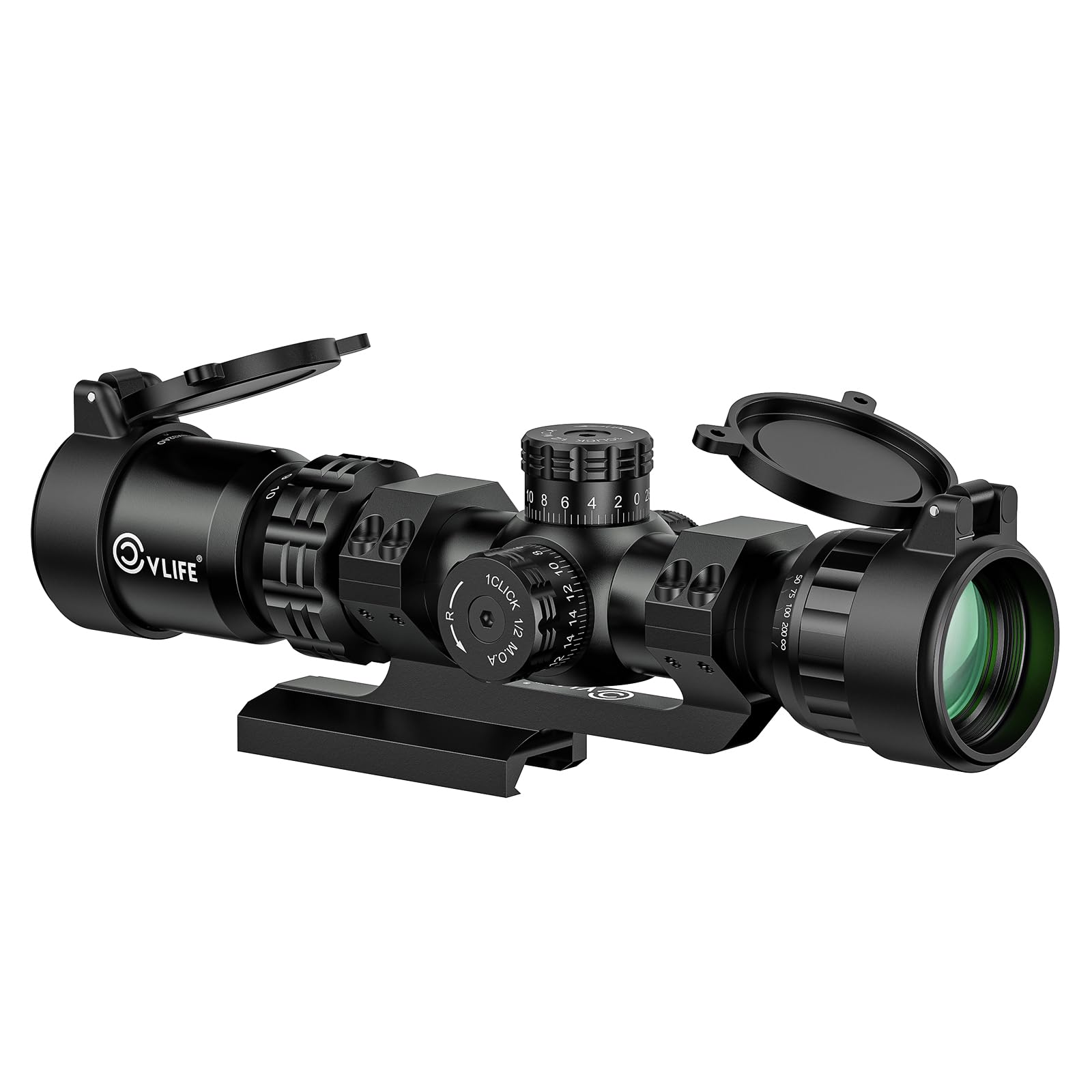 CVLIFE 2-10x32 MPVO AO Rifle Scope with Locking Turret, 5 Levels Red & Green Illumination…