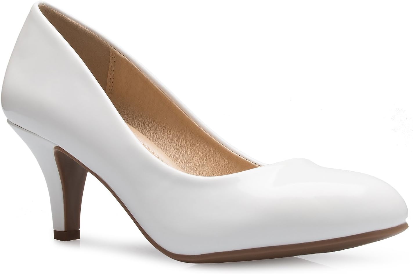 Olivia K Women's Comfort Classic Round Toe Kitten Low Mid Heel Dress Pumps