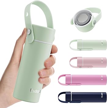 Exllena Small Flask 200ml - Small Thermal Bottle with Adjustable Silicone Handle, Ideal for Coffee, Water and Cold Drinks Mentha Green