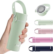 Mini Insulated Water Bottle 200ml - Small Insulated Bottle Compact and Portable with Adjustable Handle and Stainless Steel Lid - Ideal for Travel, Sports and Children (Mint)