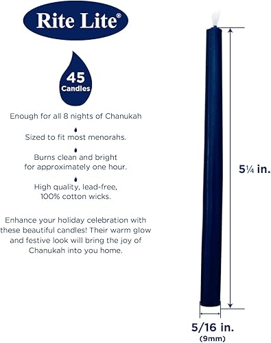 Miniatura 4 de Rite Lite Paquete de 90 velas de Janucá azul y blanco de lujo para menorá, velas de Hanukkah, regalos de decoración, recuerdos de fiesta, fiestas