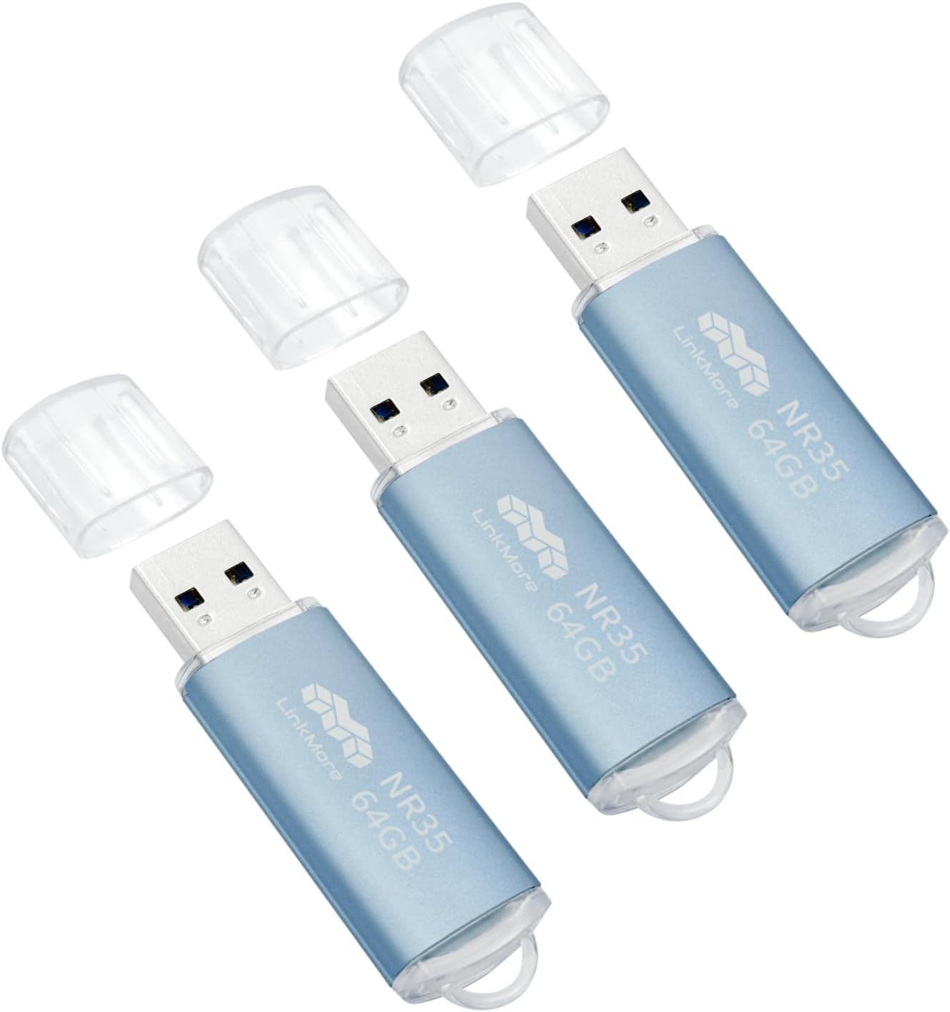 LinkMore 64GB USB Flash Drive 3 Pack (NR35) USB 3.2 64GB USB Flash Drive USB 3.0 Read Speed Up to 70MB/s
