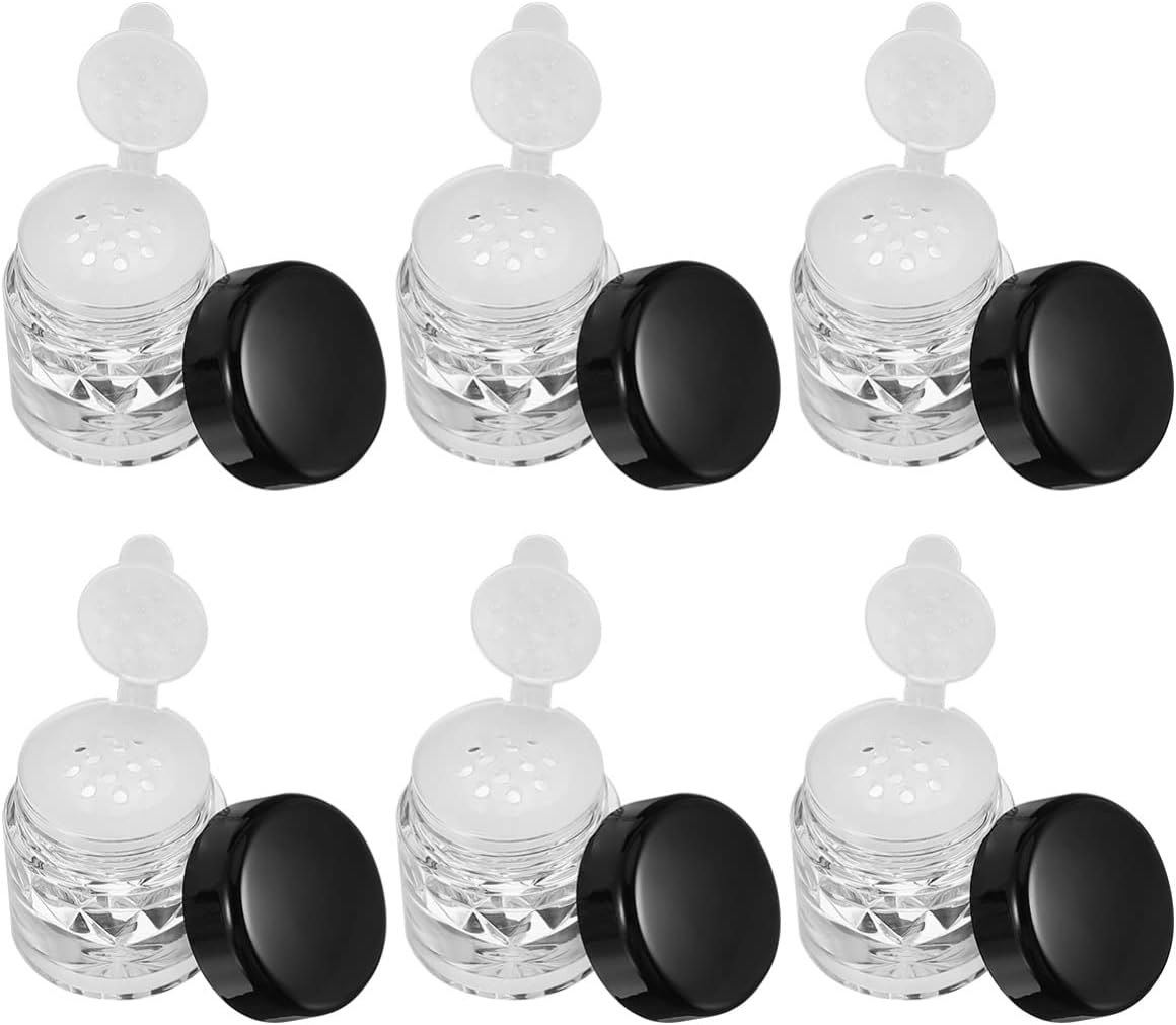 ARTIBETTER 10pcs 3ML Mini Empty Loose Bottle Loose Container Eye- shadow Bottle Box Concealer Dispenser Case with 12 Holes Sifter and Lids (Black)