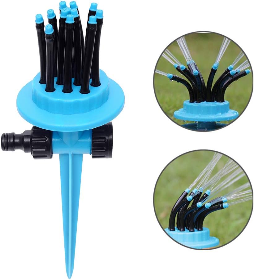 Kadaon Multifunctional Garden Sprinkler with 12 Spray nozzles, 360°Lawn Sprinkler with Up to 3,000 Sq. Ft Coverage - Adjustable, Weighted Gardening Watering System
