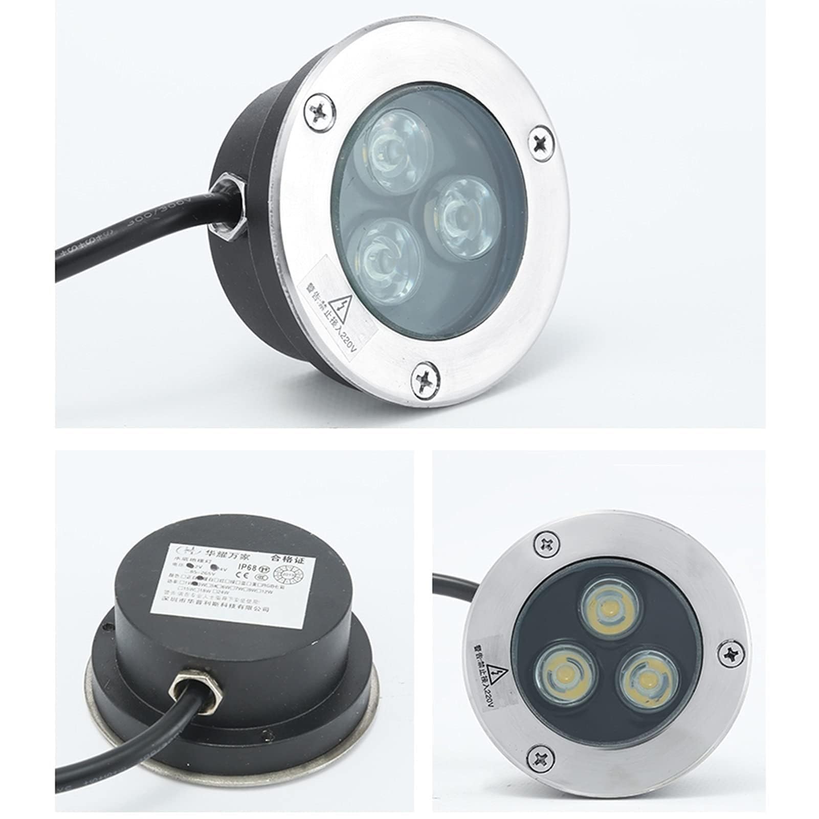 4 Pezzi Faretto Subacquei - Luce da Immersione A LED, Luci Interrate da 3 W, Lampada da Paesaggio Ultrasottile Impermeabile IP68, per Esterni, Terrazze, Illuminazione Subacquea(Green,3w(220V))