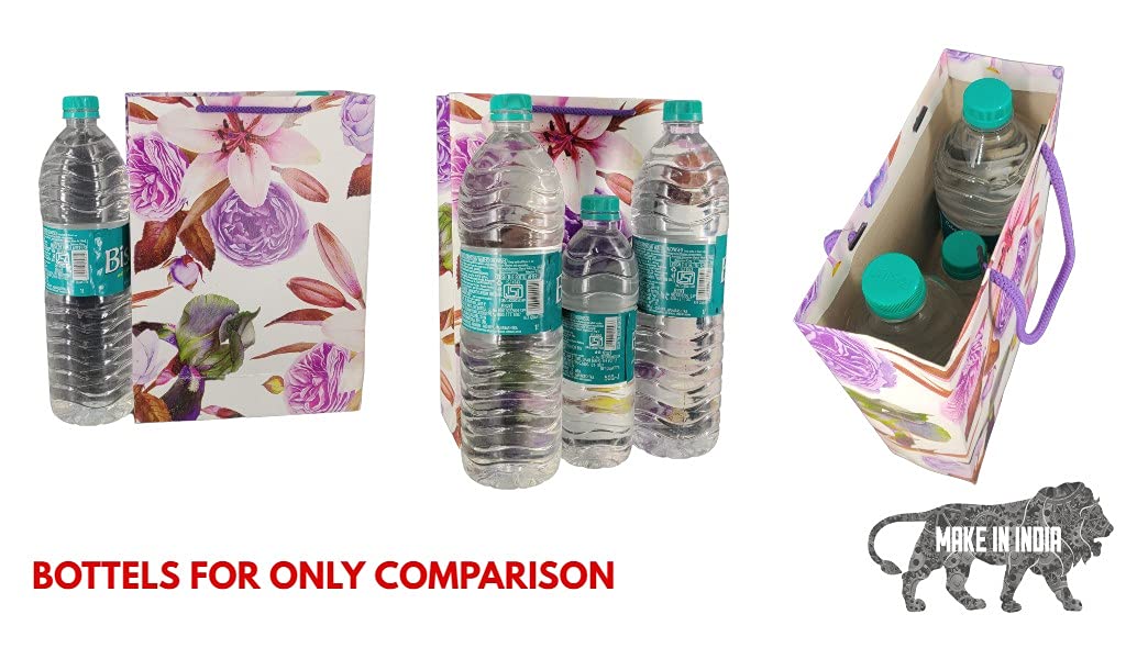 Arrow Paper Products Carry Bags Lilly Flower Return for Weddings, Birthday, Holiday Presents (Pack of 10, 28x20x7.5 cm) 3