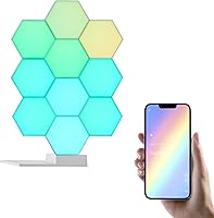 Vista 20 de Yescom APP Control Paquete de 10 luces LED hexagonales WiFi para montaje en pared y 11 paquetes de sincronización de música inteligente DIY 16