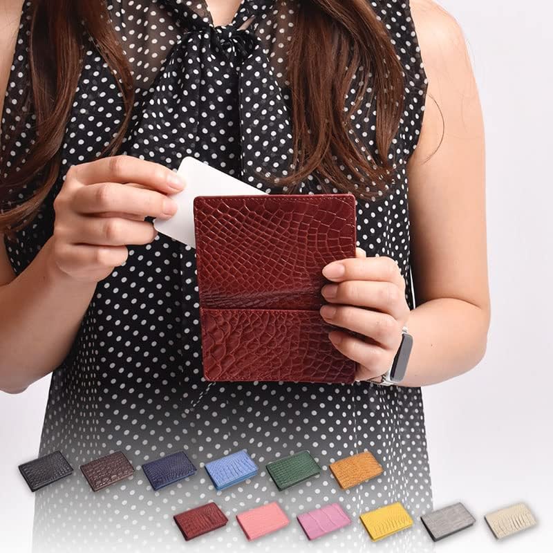 [MGsable] 名刺入れ クロコダイル 本革 レディース メンズ カードケース ワニ革 軽量 かぶせ コンパクト レザー カード
