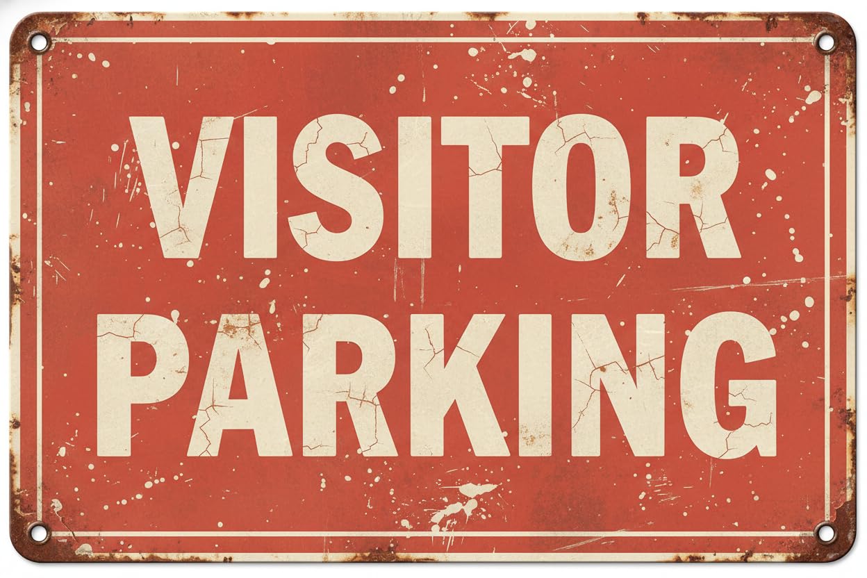 Wall Decor Visitor Parking - General Sign Metal Sign 8x12Inch Clear Signage For S, Fences Vintage Signs Aluminum Plates Printed