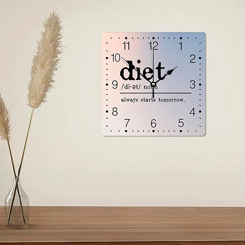 Miniatura 47 de Reloj de pared cuadrado de PVC con definición de contador, refranes motivacionales, reloj de pared grande, descripción de la palabra, 12 pulgadas