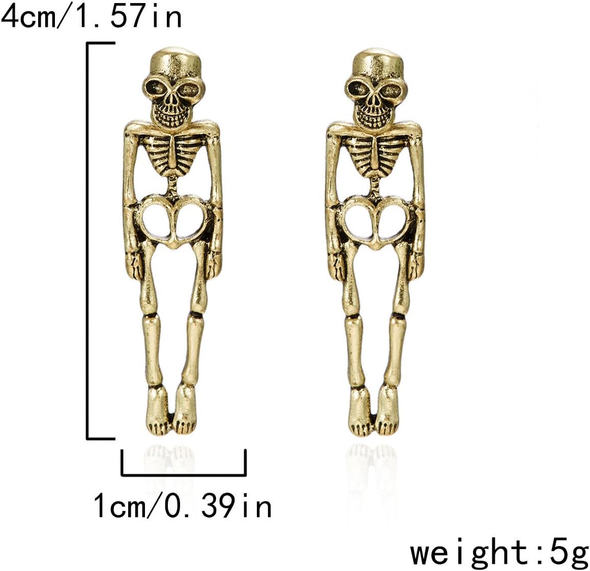 Gothic Skull Earrings Punk Skeleton Earrings Vintage Rock Halloween Earrings Spooky Skull Skeleton Dangle Earrings for Women Men Party Jewelry - Image 4