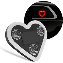 Heart-Shaped Car LED Ambient Light, Solar-Powered Love Heart Lamp Vehicle LED Neon Light with Suction Cups, Cute Vibration-Sensing Lamps Car Triangle Window Ambient Lights Red