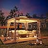 Metal patio gazebo 10×10 waterproof canopy shelter with double roof and steel frame pergola instant shade canopy tent with mosquito nettings for patiogardenyard  urban country home decor