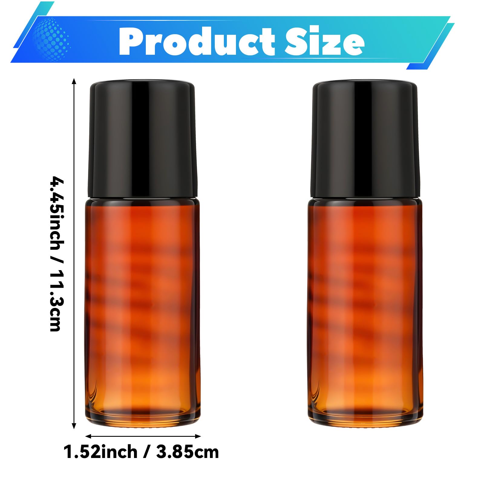 YUXIANLB Lot de 2 flacons roll-on en verre rechargeables de 50 ml pour huiles essentielles, parfums, cosmétiques, applicateur de bille, déodorant vide